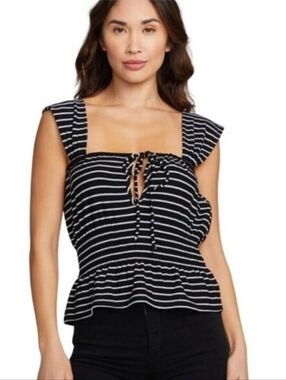 Chaser Bayshore Striped Tank Top Blouse New Large Women's Nautical Coastal